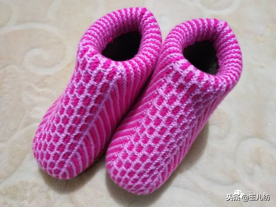 棉拖鞋100款玉儿纺棉鞋,三针花毛线棉鞋的编织教程