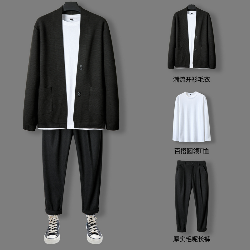 男生穿搭博主秋装搭配黑皮,男生潮流穿搭高级感秋装