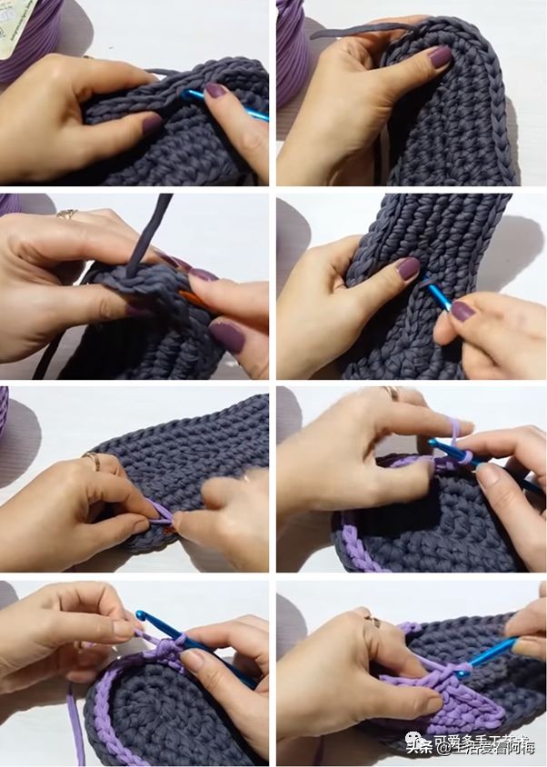 用布条做毛线拖鞋的方法,杂线编织手工拖鞋