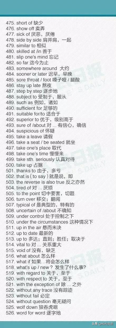 初中英语最全英语短语,初中英语必须掌握的100个短语