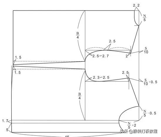 服装纸样师之家男衬衫原型图,廓形衬衫裁剪教程