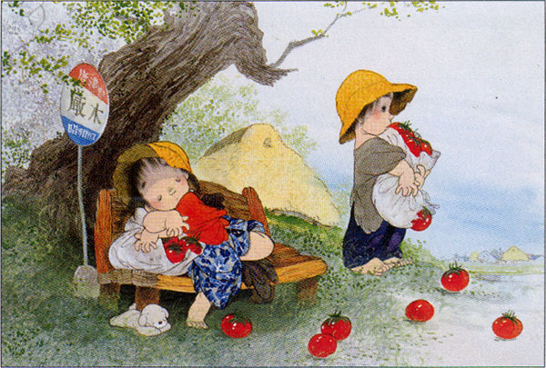 日本童趣主题画,儿童绘画日本艺术