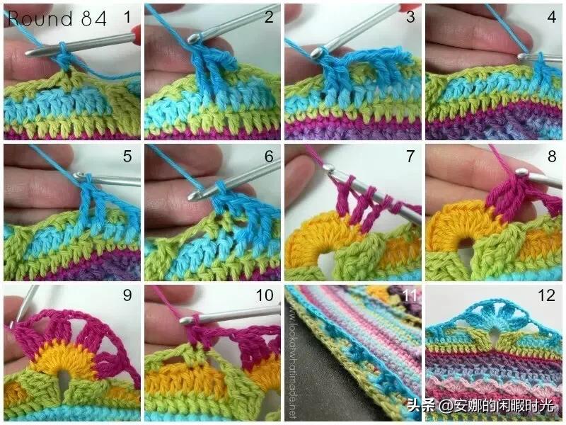 曼陀罗毯子编织教程,苏菲花园曼陀罗毯子钩法高清图解