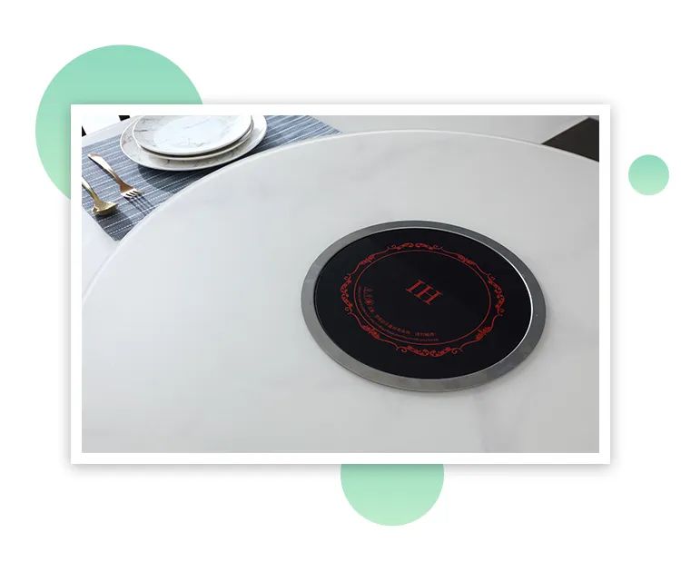 旋转伸缩餐桌岩板带电磁炉,可伸缩多功能电磁炉家用餐桌