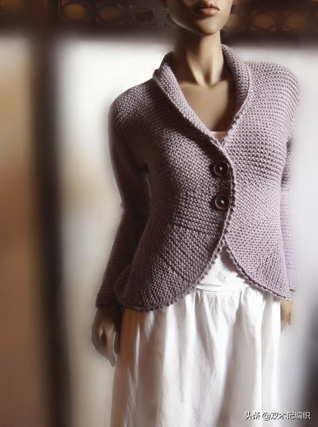 搓板针女士开衫教程,扇形下摆法式连衣裙钩织教程女童