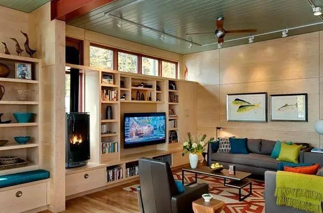 客厅窄选什么样的电视柜,法式极简电视背景高柜与矮柜组合