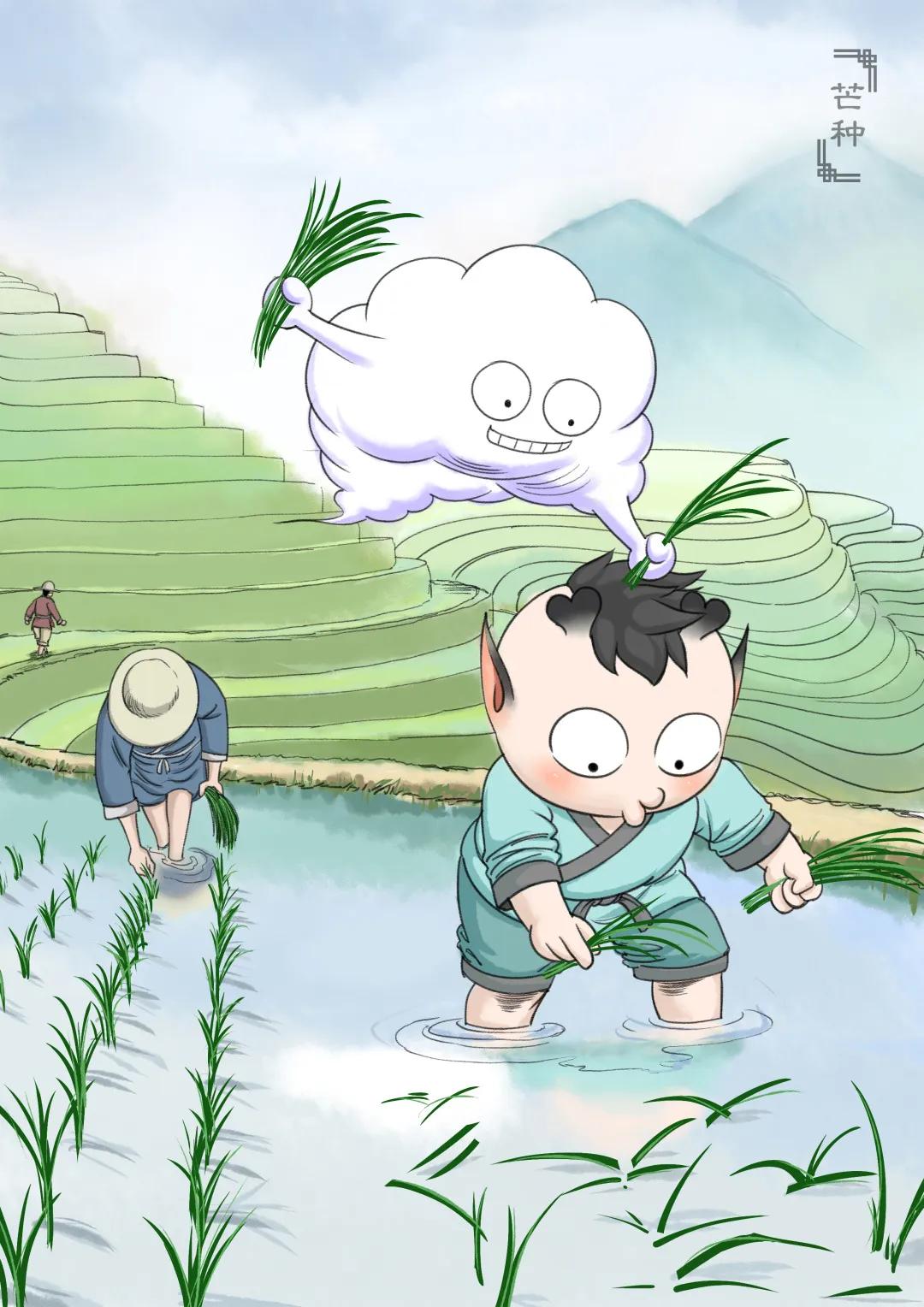 民国美人二十四节气插画芒种,二十四节气中芒种的图片怎么画