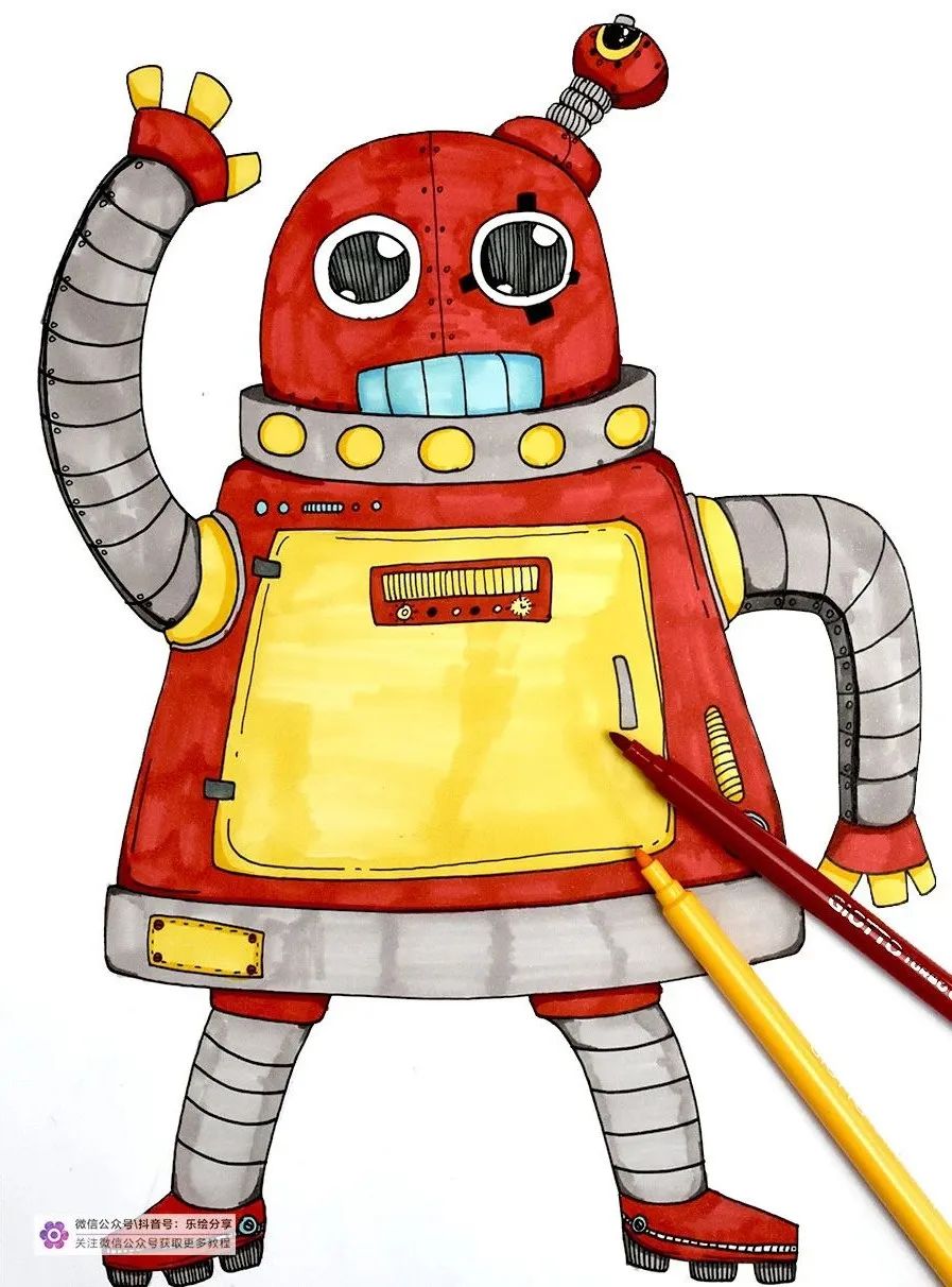 儿童画垃圾分类机器人,做家务机器人创意儿童画