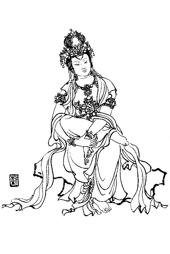 彭连熙工笔白描人物作品,工笔戏曲净角人物白描底稿