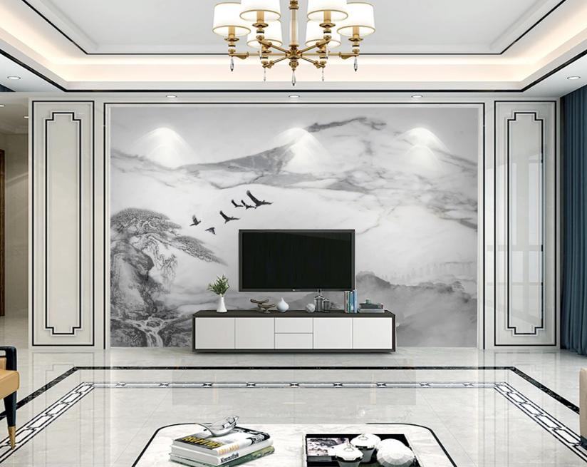 现代简约装修风格石材电视背景墙,石材瓷砖背景墙效果