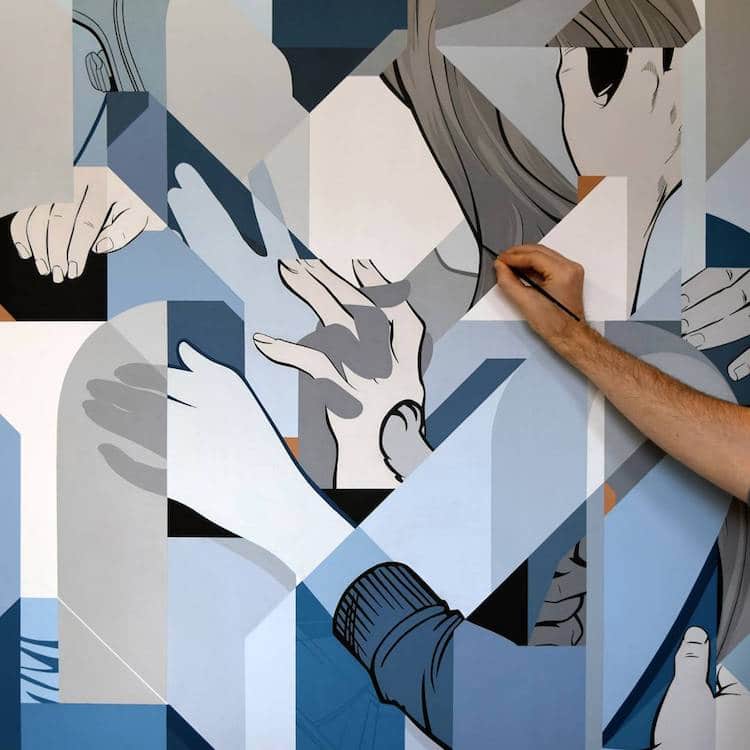 未来主义画作风格,用几何图形画世界名画