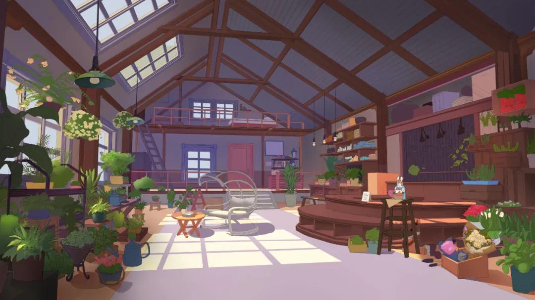 速写手绘花店场景,ins风花店过年店内布置场景