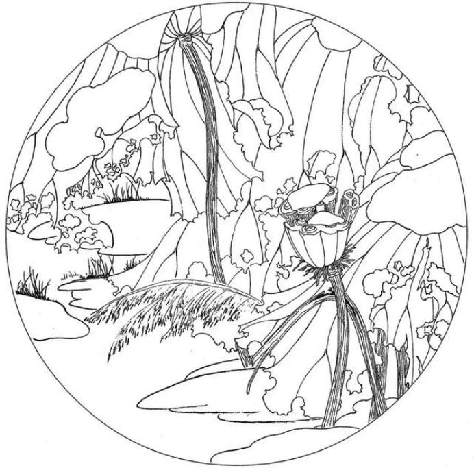 圆面白描作品古风,书法圆面白描作品集