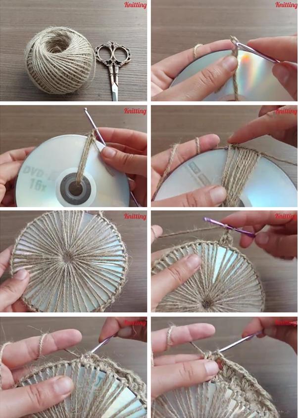 废旧光盘钩针收纳,可以钩什么物件好看又实用
