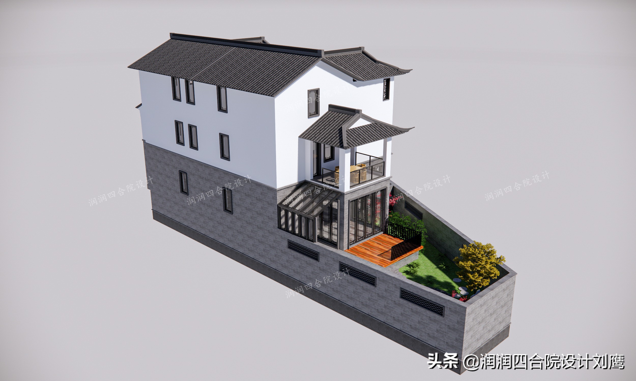 新中式四合院别墅设计图片欣赏,新中式四合院别墅设计案例图纸