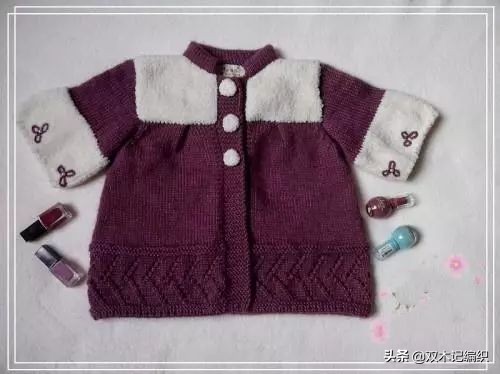 儿童双色小碎花编织教程,女童波点马海毛衣编织