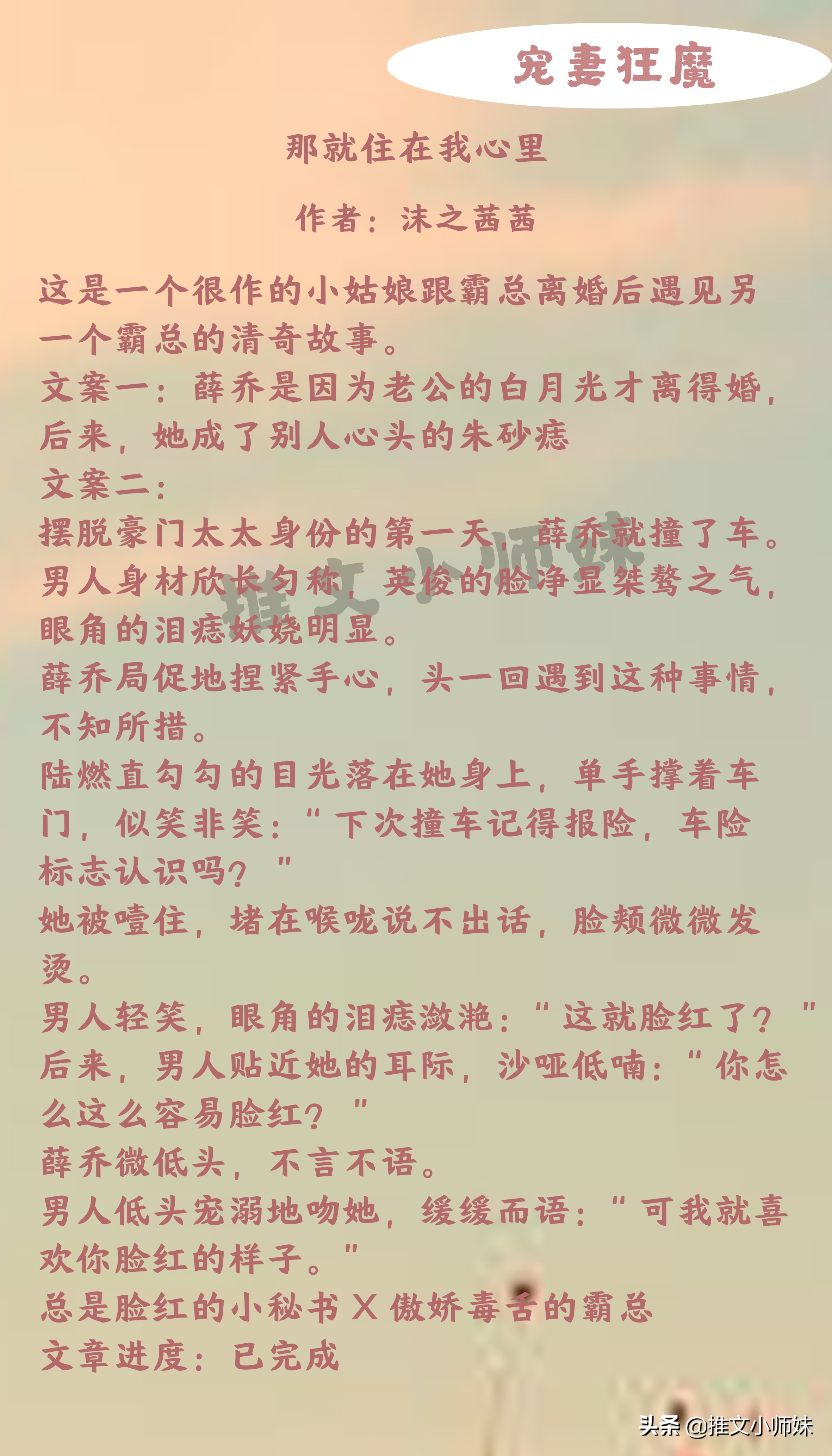 男主宠妻狂魔文,现言宠妻狂魔文推荐