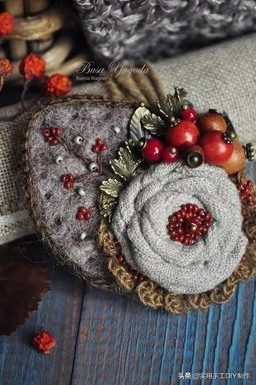 布艺玫瑰花的作品,花朵布艺作品