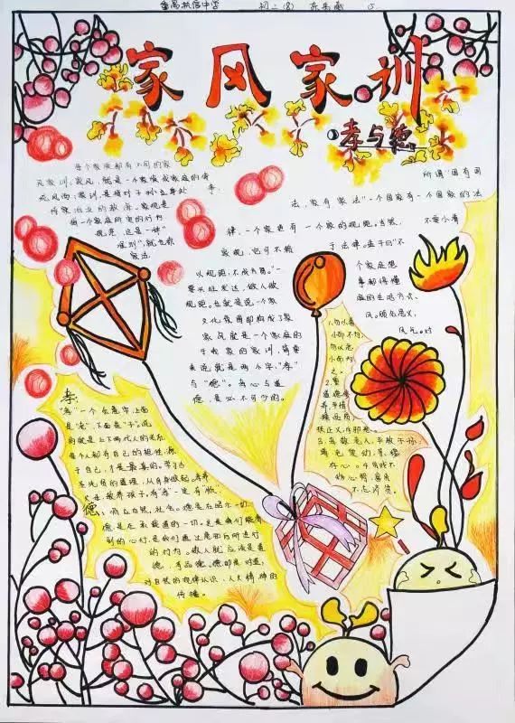 家风家训伴我成长手抄报简单漂亮,家风家训手抄报空白电子模板免费