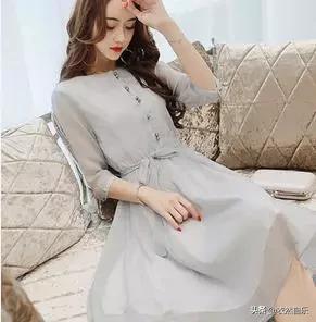 雪纺连衣裙气质高级感轻奢简单款,长款雪纺连衣裙秋冬显瘦高端大气