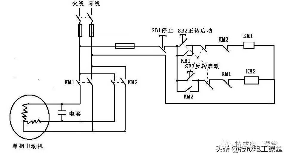 怎样看懂电动机正反转电路图,单相电动机正反转的原理