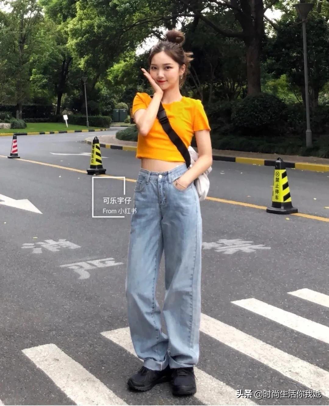 小个子穿搭145-150高腰裤子,小个子穿搭150高腰上衣