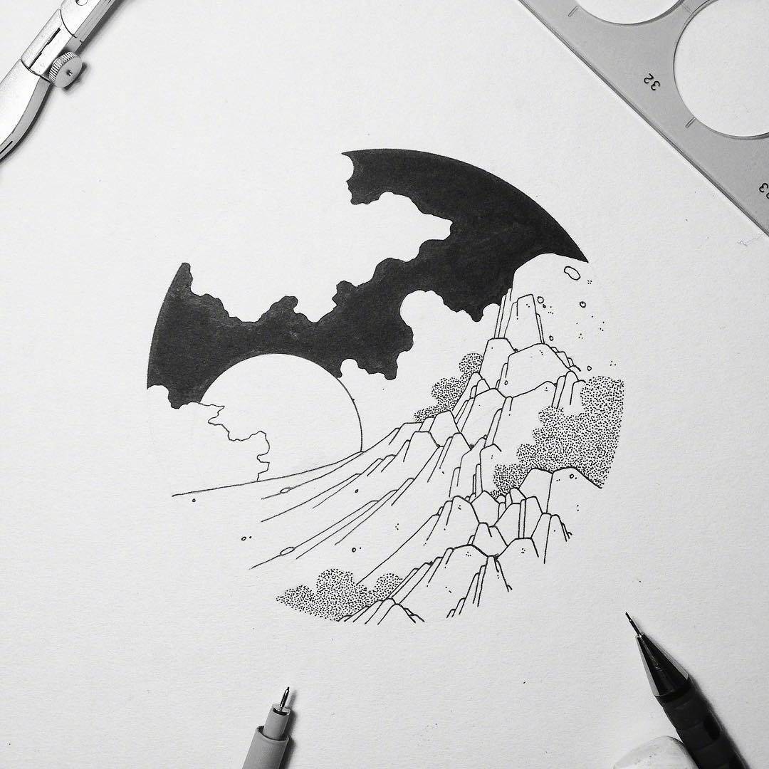 黑白线条意境画图片大全,简单线条意境画钢笔画