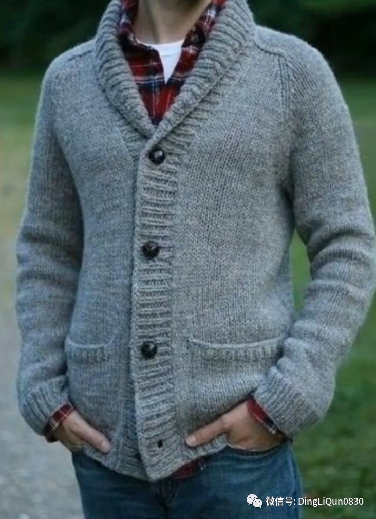 男士针织衫开衫秋冬款手工编织款,手工针织衫男款花样