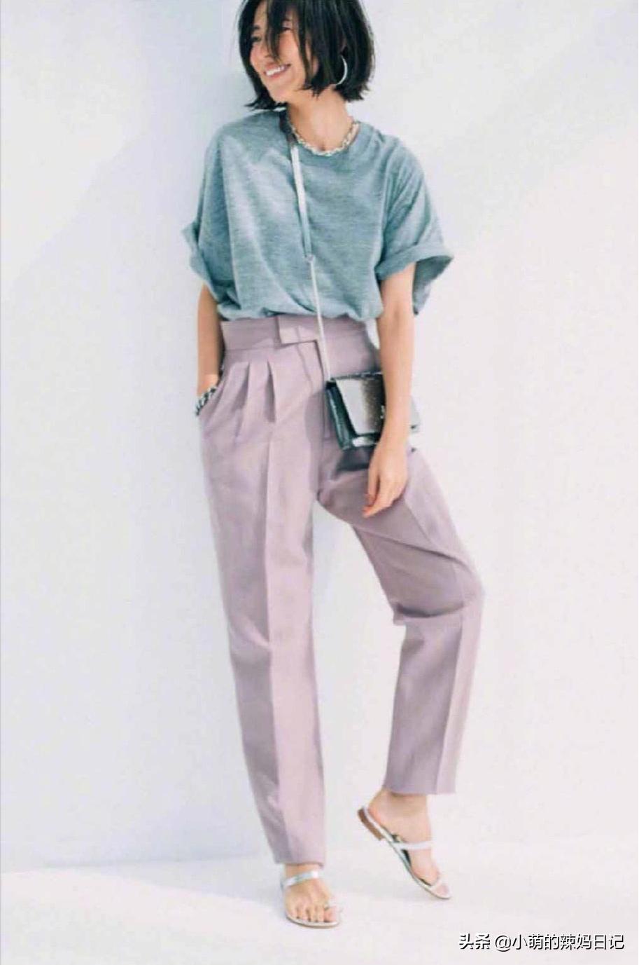 紧身裤搭配露肩衫洋气还清新减龄,雪纺阔腿裤搭配什么上衣好看40岁