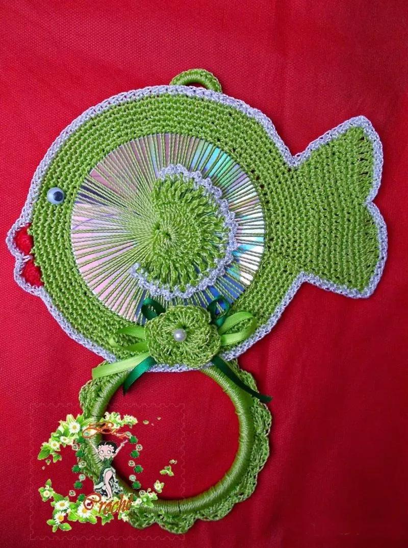 废旧光盘钩针收纳,可以钩什么物件好看又实用