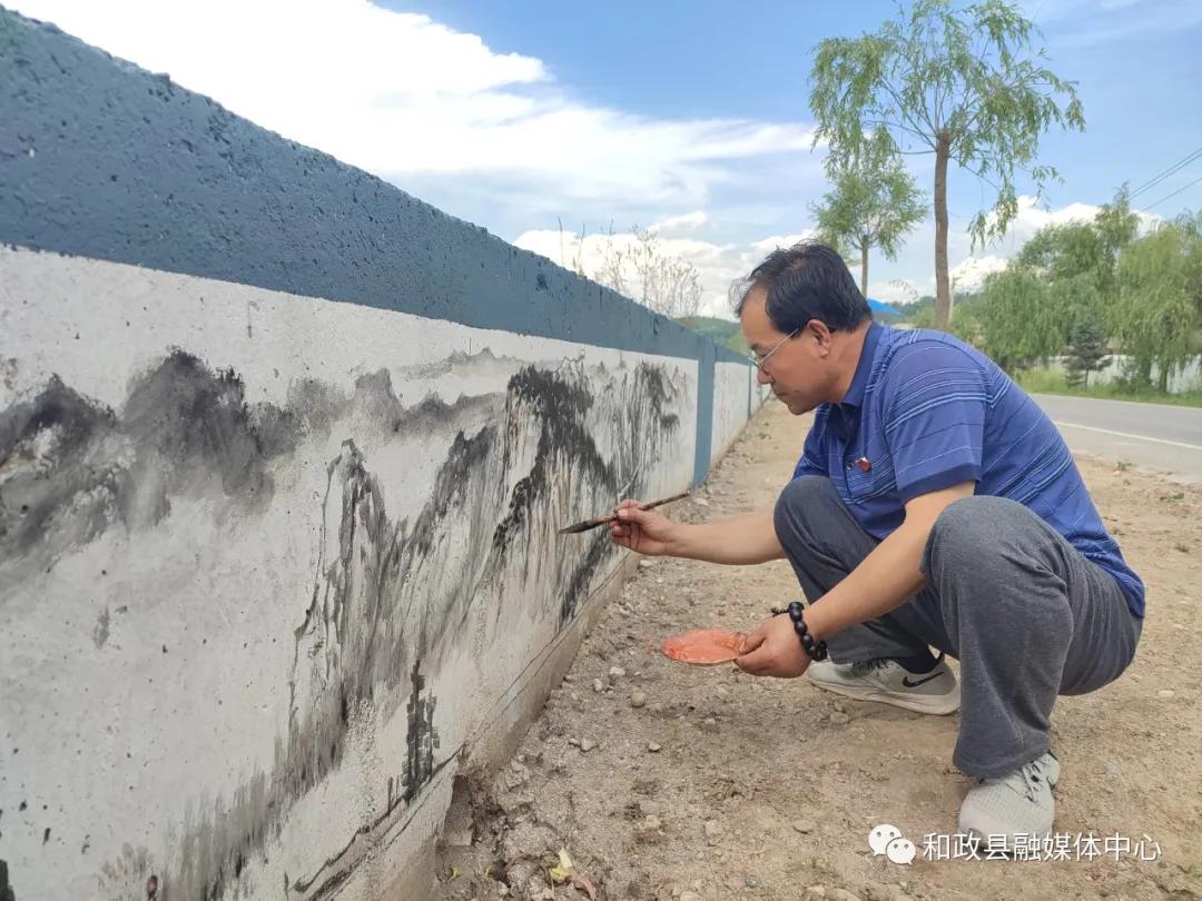 创意乡村手绘文化墙,百米风景墙绘