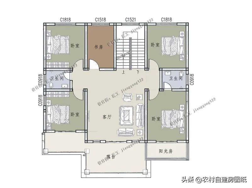 二层带车库露台农村别墅,带车库的二层农村小别墅实景房
