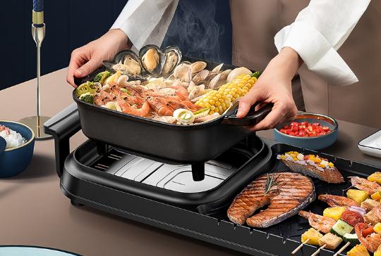 涮烤一体两大一小,涮烤一体锅涮多烤少