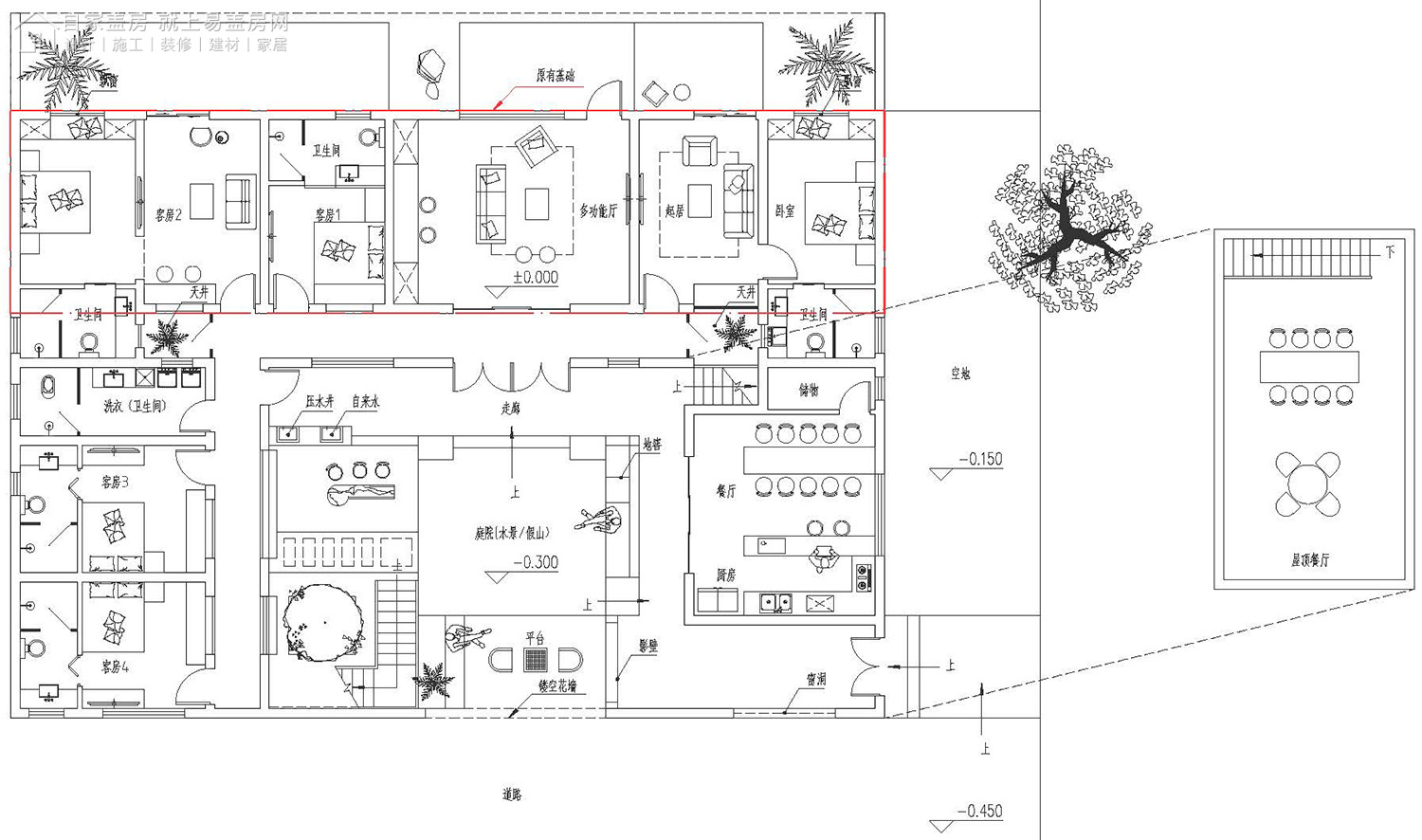 三层新中式别墅全套设计图纸,新中式合院别墅户型图纸