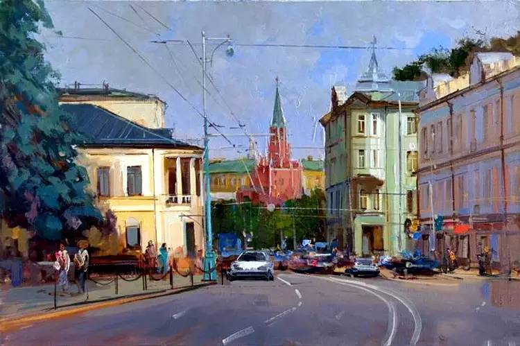 油画风景画氛围感,欧洲城市风景油画