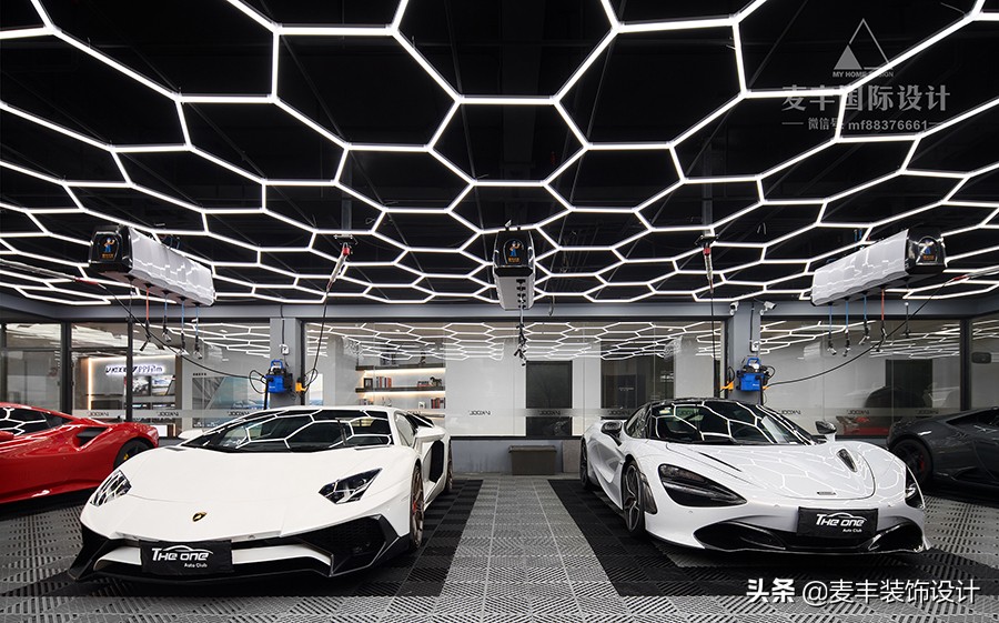 杭州豪华型汽车洗美店THEONE，1000㎡现代主义工装项目落地