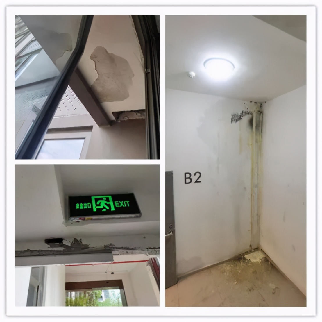 电梯因暴雨变水帘洞漏水,小区渗水地下室成水帘洞