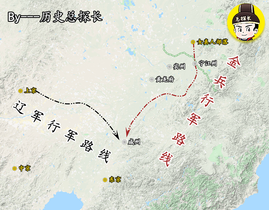 金国对辽国最悬殊战役,辽军攻打大宋地图