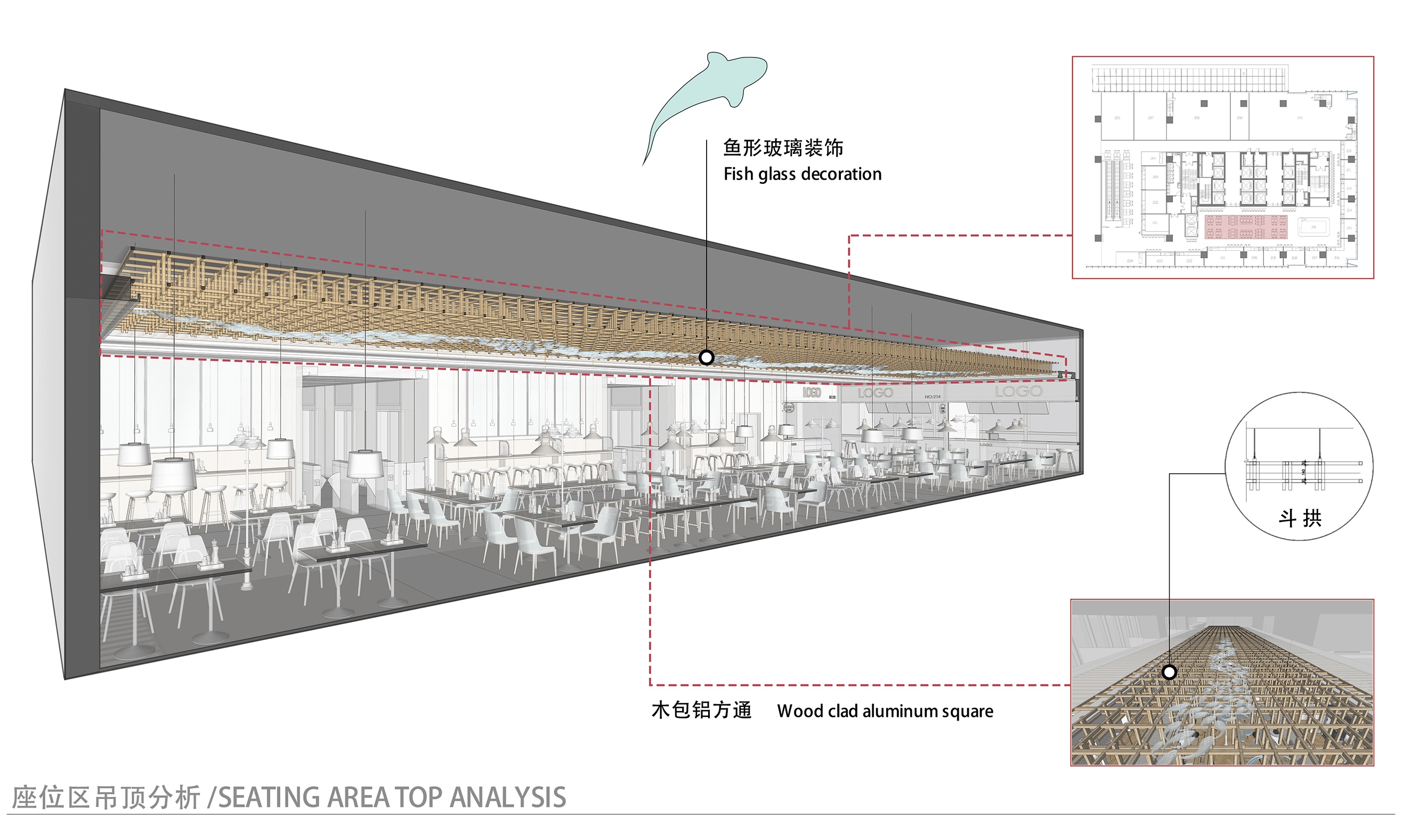 3000平美食城档口装修效果图,美食城改造方案