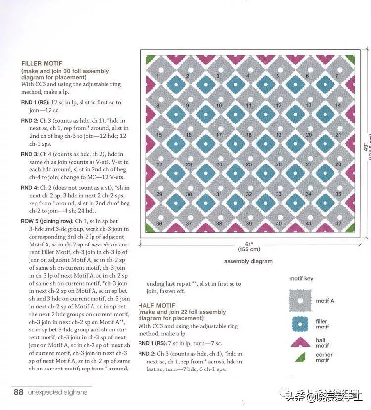 猪猪毯子钩针图解教程,苏苏姐家小熊毯子钩针图解