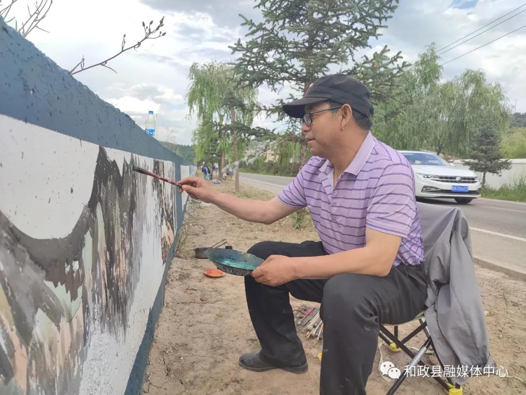 创意乡村手绘文化墙,百米风景墙绘