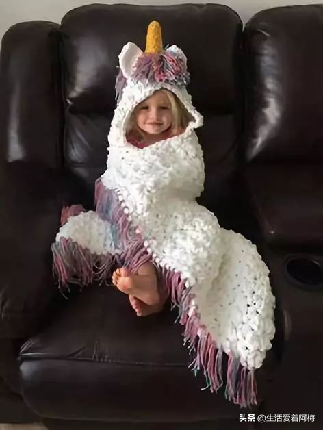 妈妈钩的小羊毯子,妈妈钩的睡袋