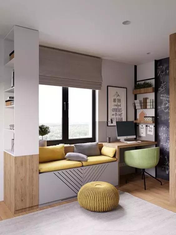 1.6米带转角书桌带书架书柜一体,2021书桌书柜衣柜一体效果图简约