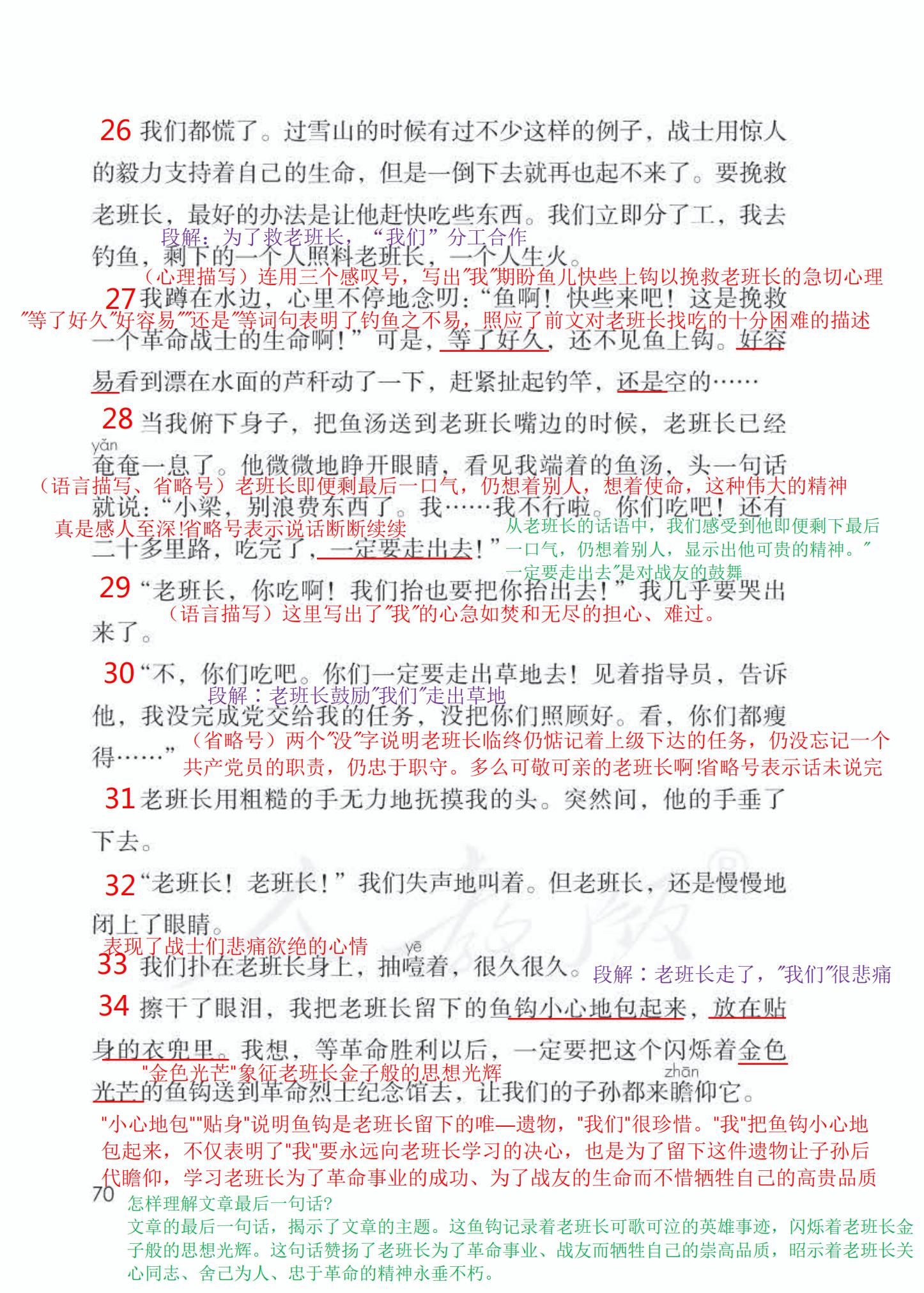 六年级第13课金色的鱼钩课堂笔记,六年级下册金色的鱼钩的视频讲解