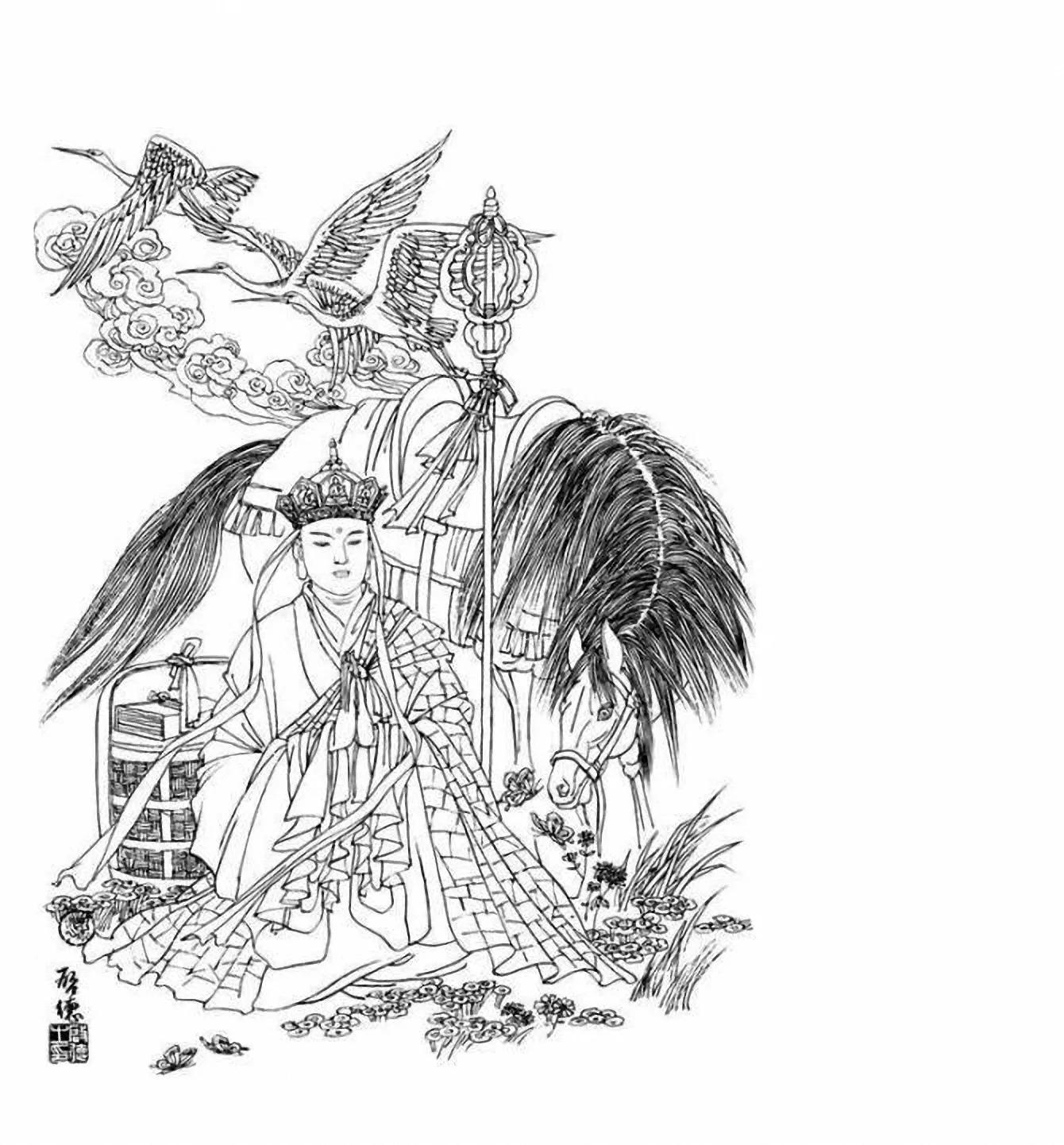 图谱神话人物工笔画白描,国画工笔人物白描图片大全大图