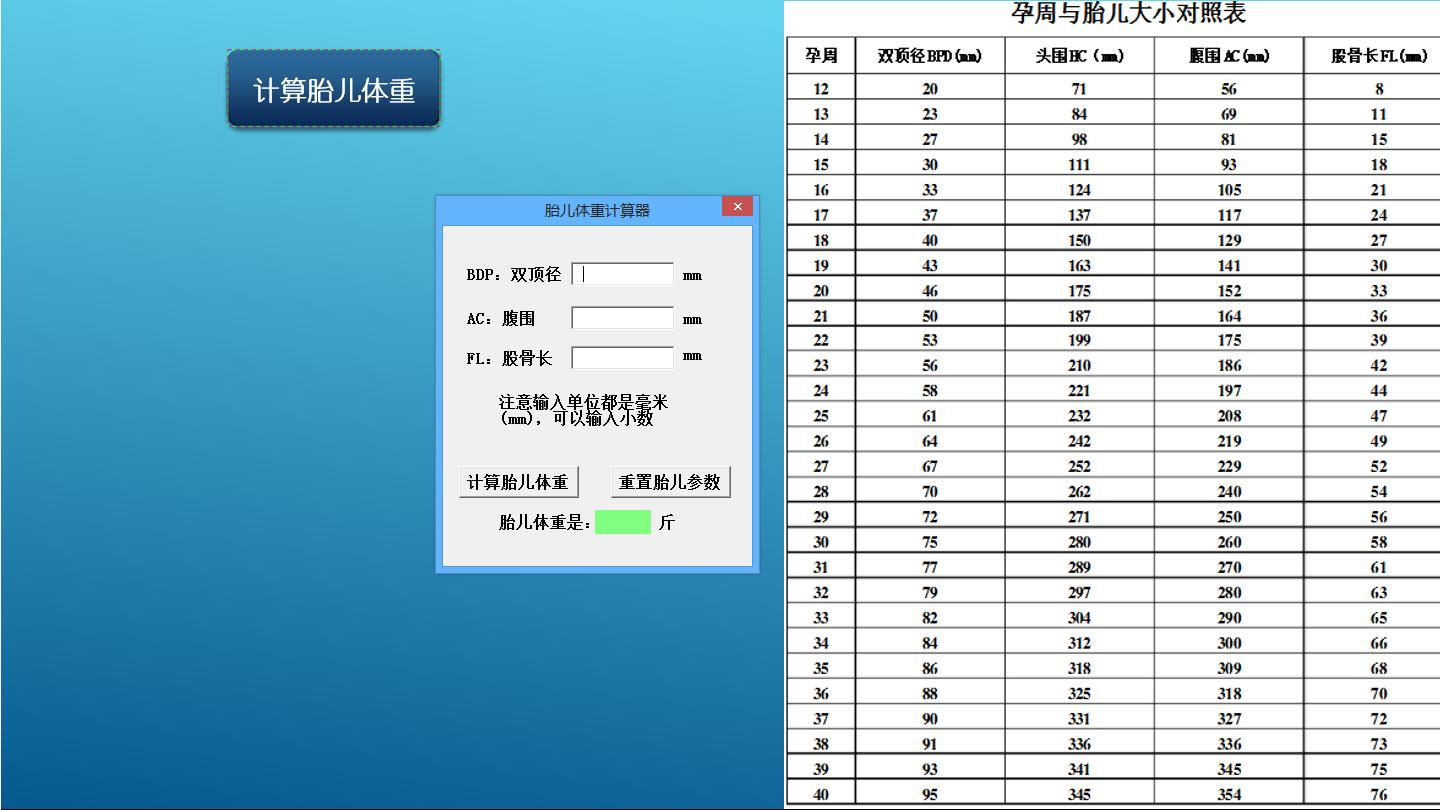 头条文章——妙用VBA技术进行胎儿体重计算器的设计