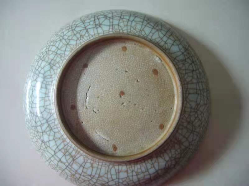 明代青花盘民窑瓷器,哥窑五彩瓷器底款