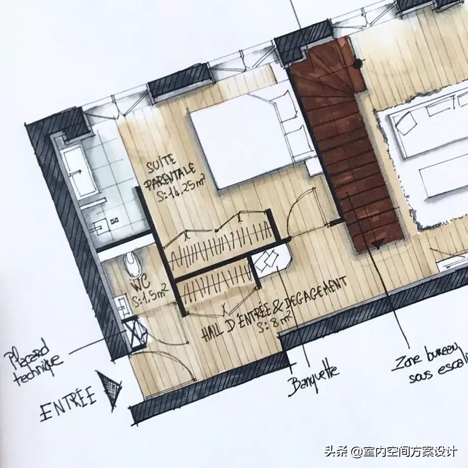 设计师如何快速手绘平面图,手绘平面设计方案手稿