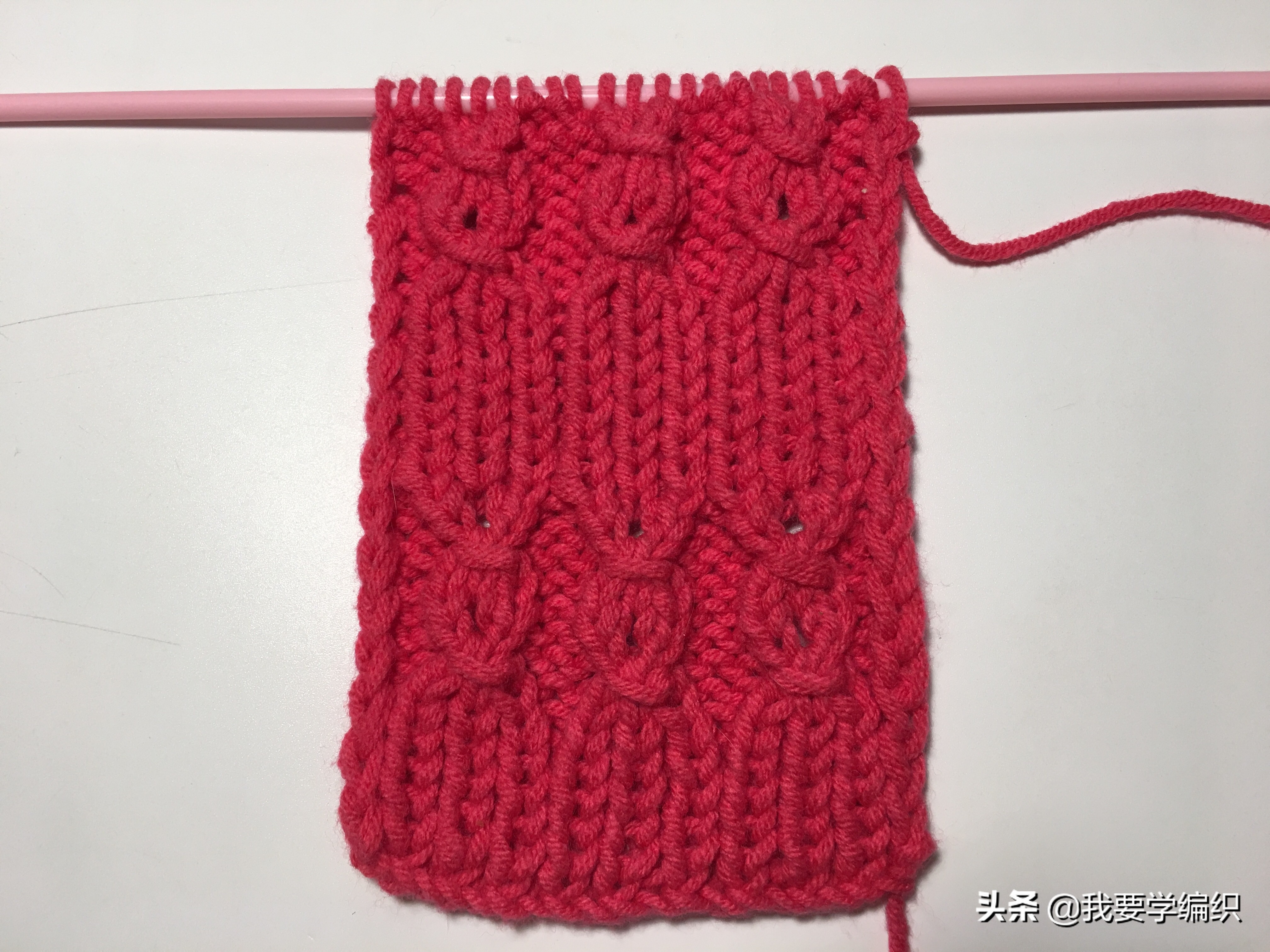 灯笼花底边编织教程,棒针编织大红灯笼教程