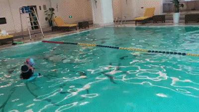 初学潜水有潜水圈,初学潜水浮起来了游不走